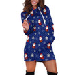 Santa Claus And Snowflake Pattern In Navy Blue Hoodie Dress 3D