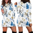 Christmas Pattern In White And Blue Hoodie Dress 3D