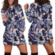 Paisley Floral Pattern In Navy Blue Hoodie Dress 3D