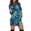 Paisley Floral Pattern In Navy Blue And Black Hoodie Dress 3D