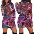 Floral Pattern Print In Purple Mandala Hoodie Dress 3D