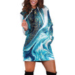 Tie Dye In Blue And White Abstract Hoodie Dress 3D