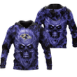 Baltimore Ravens Nfl Fan Skull 3D Hoodie Sweater Tshirt Hoodie7410