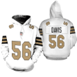 New Orleans Saints Demario Davis #56 NFL American Football Team Logo Color Rush Custom 3D Designed Allover Gift For Saints Fans Hoodie