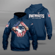 New England Patriots NFL Football 3D Hoodie Hooded Pullover Sweatshirt