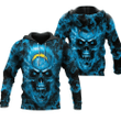 Los Angeles Chargers Nfl Fan Skull 3D Hoodie Sweater Tshirt Model 3894