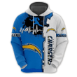 Los Angeles Chargers Hoodie Graphic Heart Ecg Line - NFL