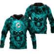 Miami Dolphins Nfl Fan Skull 3D Hoodie Sweater Tshirt Model 4330