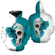 NFL Miami Dolphins Hoodie Skull All Over Print