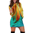 Tie Dye In Green And Yellow Abstract Hoodie Dress 3D
