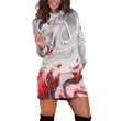 Tie Dye In Gray And Red Abstract Hoodie Dress 3D