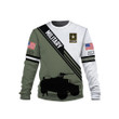 Soldier And Tank Silhouette Green And White Strong Army Military 3d Sweatshirt