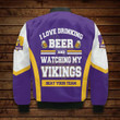 Justin Jefferson Kirk Cousins Dalvin Cook Adam Thielen Minnesota Vikings I Love Drinking Beer And Watching Vikings NFL Print Bomber Jacket