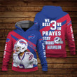 Damar Hamlin Buffalo Bills We Believe In Prayers Stay Strong Hamlin NFL Print 3D Hoodie