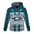 A. J. Brown Philadelphia Eagles NFL Super Bowl LVII Champions 2023 Print 3D Green Gray Hoodie