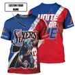 Captain Art Philadelphia 76ers Personalized Name 3D T-Shirt Gift For Fan