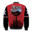 Snake Art Philadelphia 76ers Pattern Personalized Name 3D Bomber Jacket Gift For Fan