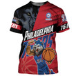 Mascot Philadelphia 76ers Personalized Name 3D T-Shirt Gift For Fan