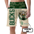 Milwaukee Bucks Mascot Green Pattern Custom Name Printed All Over Men's Shorts