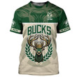 Milwaukee Bucks Mascot Basketball Pattern Personalized Name 3D T-Shirt Gift For Fan