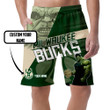 Milwaukee Bucks Hulk Green Pattern Custom Name Printed All Over Men's Shorts