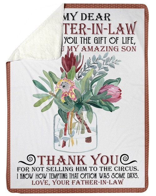 Flower Jar Father-in-law Thanks Daughter-in-law Sherpa Fleece Blanket