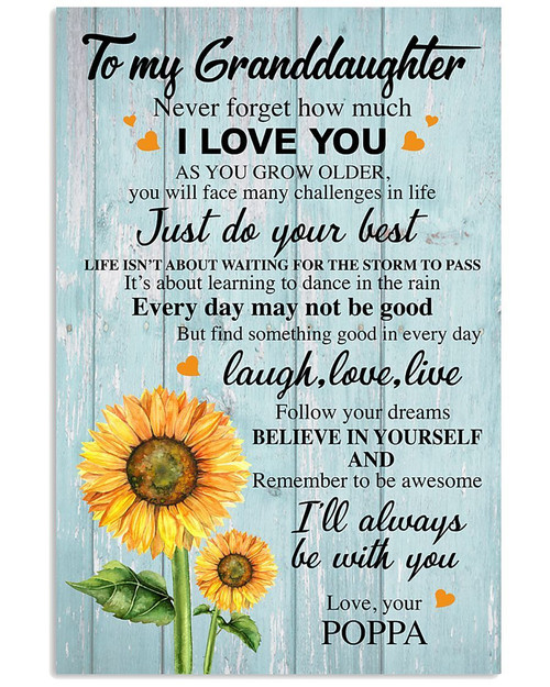 Sunflower Love Message Of Poppa To Granddaughter Vertical Poster