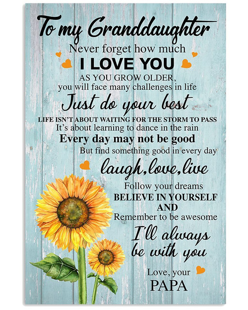 Sunflower Love Message Of Papa To Granddaughter Vertical Poster