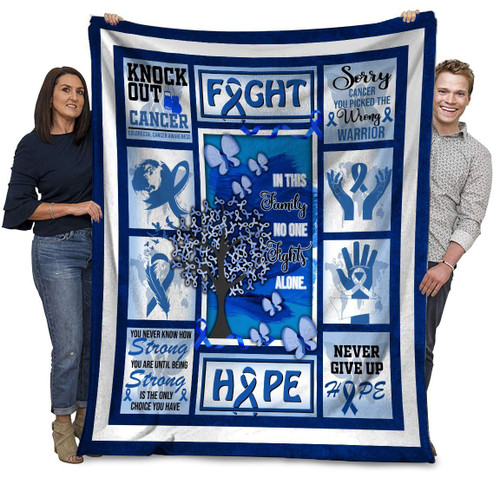 Colorectal Cancer Awareness In This Family No One Fights Alone Sherpa Fleece Blanket