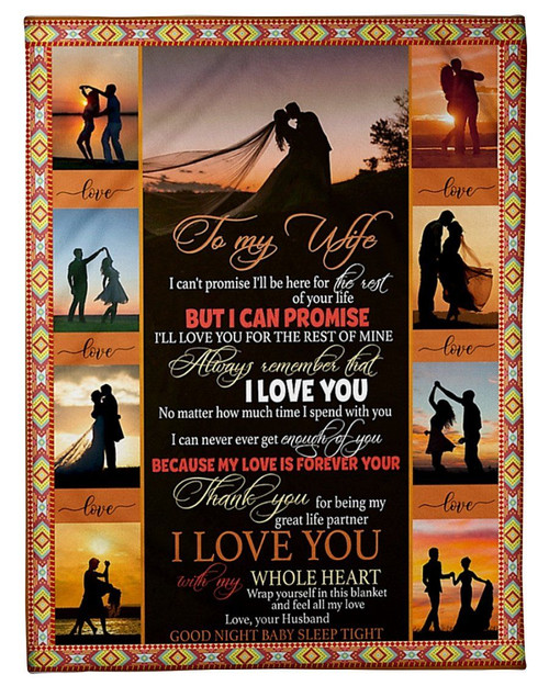 Thank For Being My Great Life Partner Wedding Photo Husband Gift For Wife Sherpa Fleece Blanket