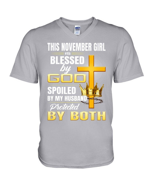 This November Girl Blessed By God Birthday Gift Guys V-neck