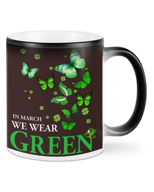Green Butterflies In March Shamrock St Patrick's Day Printed Mug