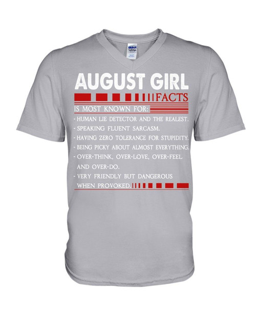 August Girl Facts Birthday Gift For Girls Guys V-neck