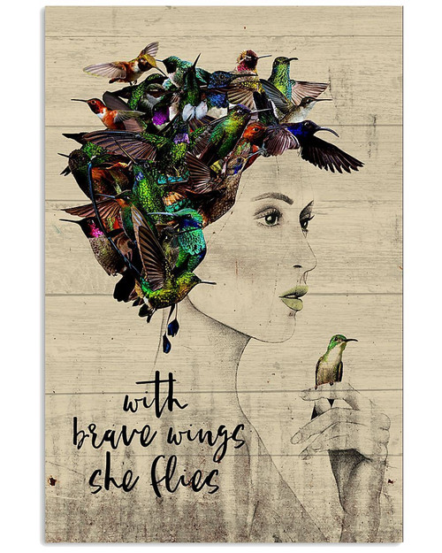Hummingbird Girl With Brave Wings She Flies Gift For Women Vertical Poster