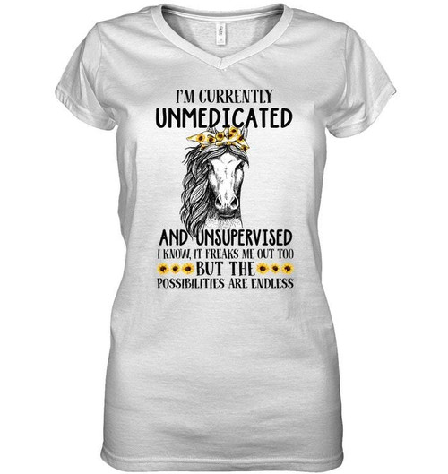 I'm Currently Unmedicated And Unsupervised Meaningful Gift Ladies V-neck