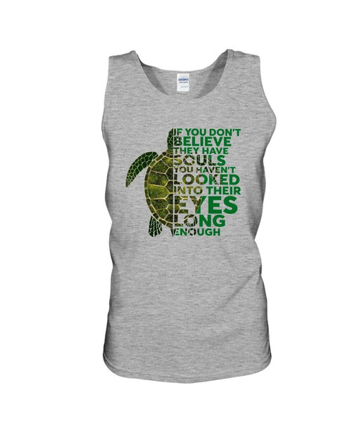 Green Turtle Looked Into Their Eyes Long Enough Unisex Tank Top