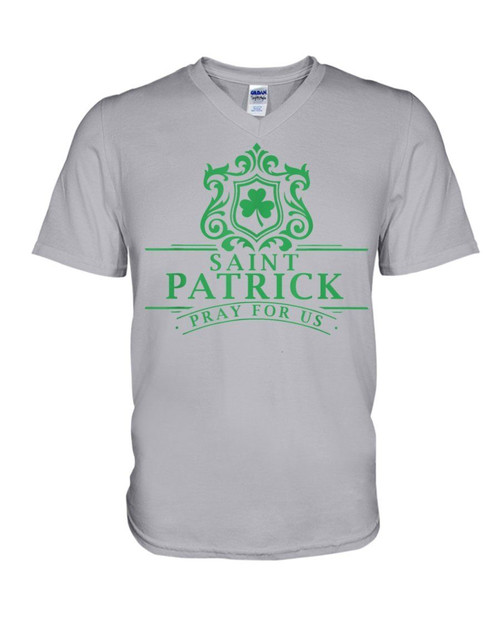 Pray For Us Shamrock Happy St. Patrick's Day Guys V-neck