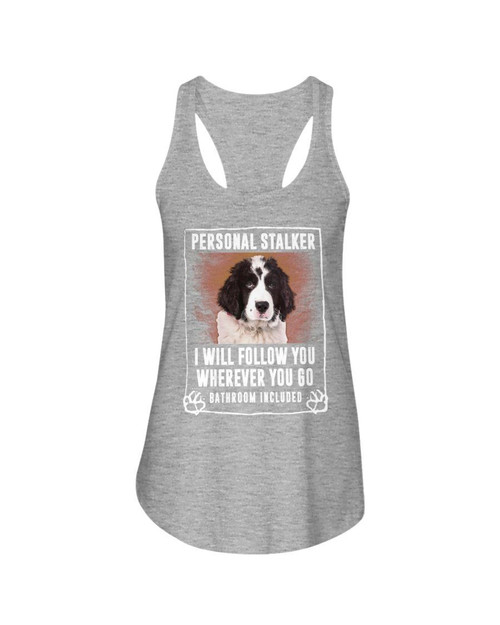 Landseer Newfie Will Follow You St. Patrick's Day Printed Ladies Flowy Tank