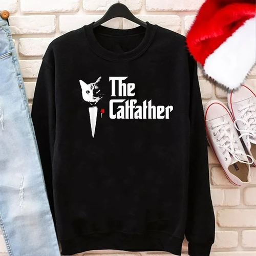 Gift For Dad Cat The Catfather Printed Sweatshirt