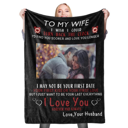 To My Wife Gift For Wife Custom Photo Sherpa Fleece Blanket