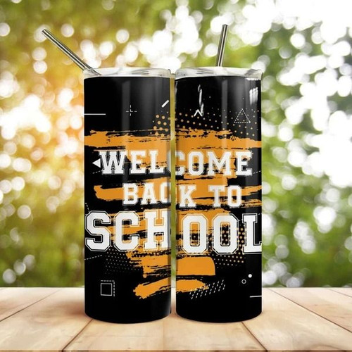 Modern Welcome Back To School Stainless Steel Skinny Tumbler