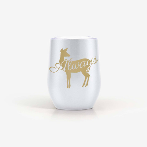 Always Deer Insulated Wine Tumbler Gold Pattern White Theme
