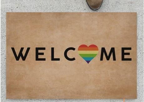 Beautiful Design Welcome Rainbow Heart Lgbt Doormat Home Decor