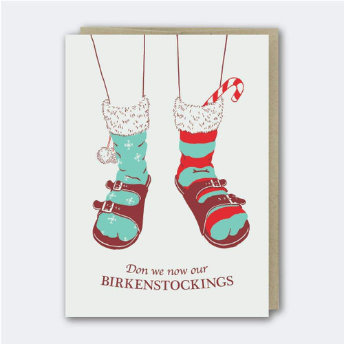 Don We Now Our Birkenstockings Funny Holiday Folder Greeting Card Set Of 10