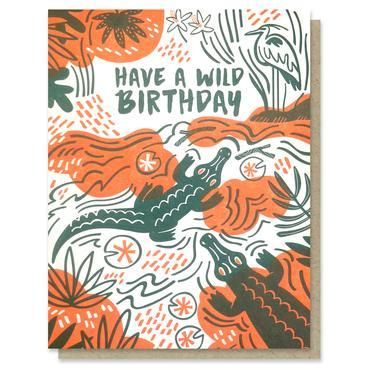 Swamp Gator Wild Birthday Pattern Folder Greeting Card Set Of 10