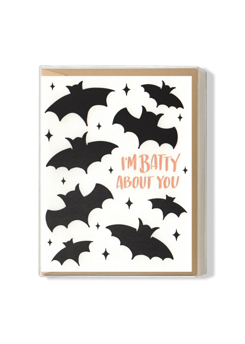 Black Bats Batty About You Folder Greeting Card Set Of 10