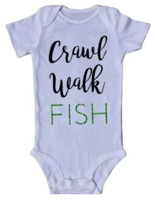 Lovely Design Crawl Walk Fish Short Sleeve Baby Onesie