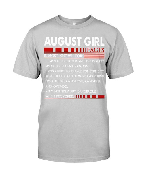 August Girl Facts Birthday Gift For Girls Guys Tee