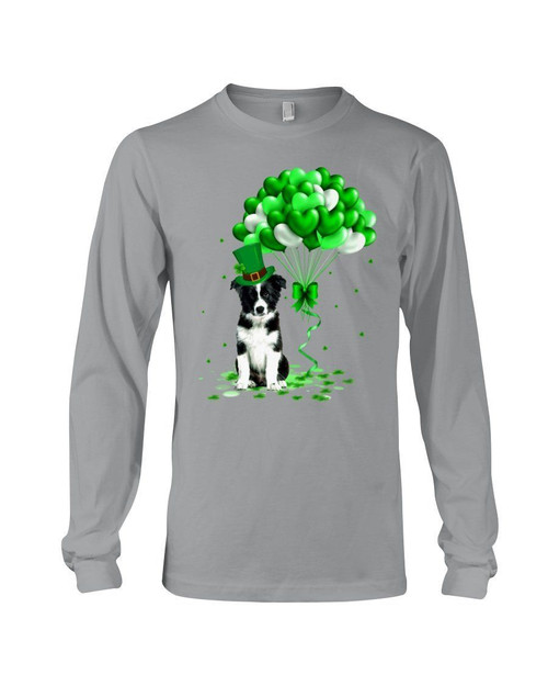 Border Collie Patrick Balloons St. Patrick's Day Color Changing Unisex Long Sleeve