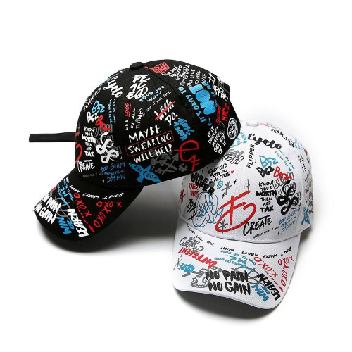 Black And White Theme Graffiti Painting For Men And Woman Baseball Cap